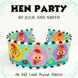 HEN PARTY Odd Count Peyote Bracelet and Brick Stitch Earrings/Charms Pattern