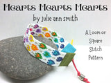 HEARTS HEARTS HEARTS Square Stitch or Loom Bracelet Pattern